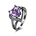 Eternity Love Wedding Bands Women's 18K Black Gold Plated Heart Rings Princess Cut CZ Crystal Engagement Rings Best Promise Rings Anniversary Wedding Rings for Lady Girl, Purple , 6
