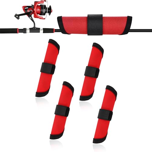 KWHSPKENG 4 Pack Fishing Hook Covers, 5.9" Nylon Lure Wraps for Fishing Rod, Red Fishing Lure Covers, Hook Protectors for Safe Tackle Storage and Tangle-Free Fishing at Amazon
