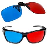 GTMax 2x Red and Cyan Glasses Fits over Most Prescription Glasses for 3D Movies, Gaming and TV 1x Clip On ; 1x Anaglyph style