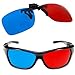GTMax 2x Red and Cyan Glasses Fits over Most Prescription Glasses for 3D Movies, Gaming and TV 1x Clip On ; 1x Anaglyph style