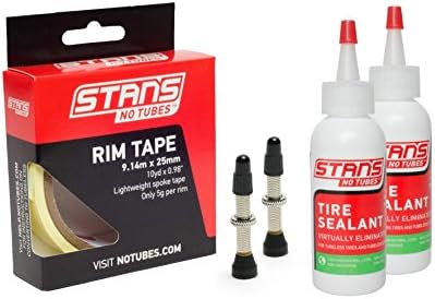 No Tubes Tubeless Rim tape 35 mm Bundle Valves Tyre Sealant, White, 25 mm