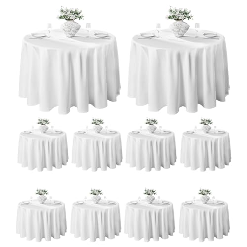 VidaFete 70inch Round Polyester Table Cloth White