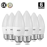 AED Lighting 6Watt LED Candle Light Bulb E26 Base, Neutral White 4000K, 60W Equivalent 470lm, B11 Light bulbs 200 Degree Beam Angle Non-Dimmable for home, Pack of 6