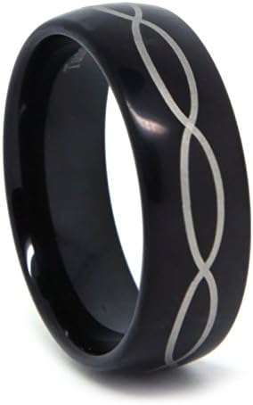 Black Infinity Wedding Band Lucky Tungsten Carbide Ring for Men or Women Comfort Fit 8mm