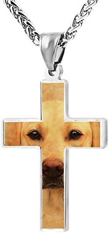 Funny Patriotic Cross Yellow Lab Portrait Religious Lord's Zinc Jewelry Pendant Necklace