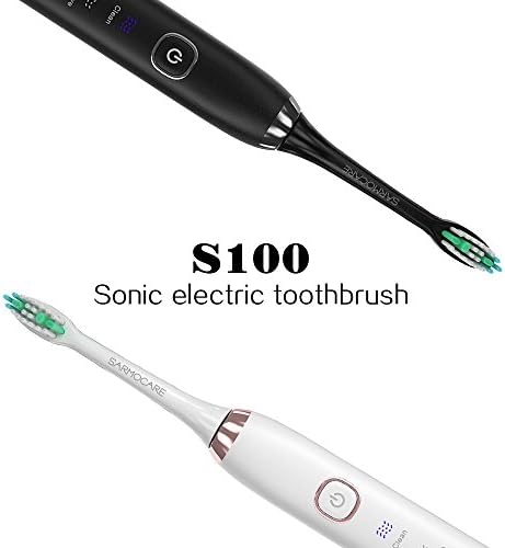 S100 Sonic Electric Toothbrush, BGVIP Waterproof Rechargeable Toothbrush, Ultimate Cleaning Whitening Advanced Safeguard Oral Health Care with 2 brush head (Black))