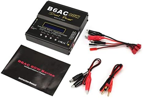 fengwen66 B6AC 80W 6A Lipo NiMh Li-ion Ni-Cd AC/DC RC Balance Charger 10W Discharger for RC Car Helicopter Drone Airplane Battery Black