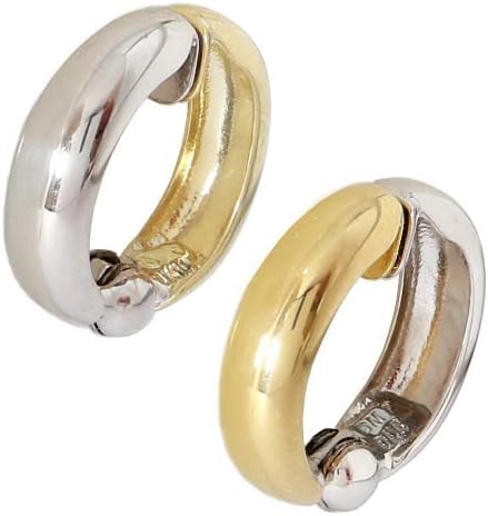 Jewelry-avanty K10YG K10WG Pierced Earrings, Genuine Reversible, Round Hoop Earrings