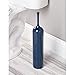 mDesign Extra Slim Compact Plastic Freestanding Toilet Bowl Brush and Holder for Bathroom Storage and Organization - Sturdy, Deep Cleaning, Covered Brush - Navy Blue