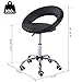 HOMCOM Crescent Rolling Salon Stool with Adjustable Height, Breathable Open Back, Foam Cushion Seat, and 5 Caster Wheels, Black