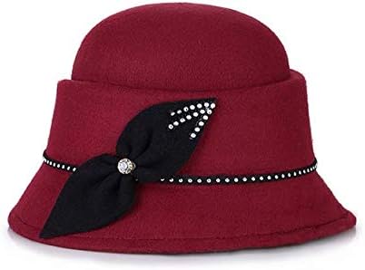 Jelord Women's Wool Blend 1920s Vintage Winter Bucket Bell Cloche Hat