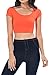 Womens Trendy Solid Color Basic Scooped Neck and Back Crop Top Orange Large