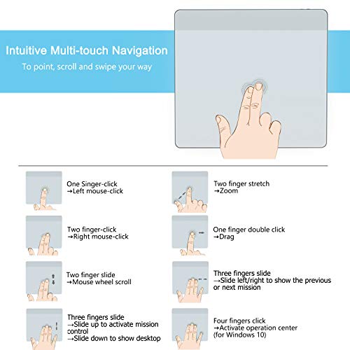 Wireless Trackpad Touchpad, VOGEK Rechargeable Trackpad with Multi-Touch Navigation Support Windows 7 Windows 10 on Laptop/Notebook/Desktop Computer (2.4GHz) (White Grey) (White) - Thumbnail 2