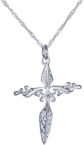LLNF 925 Sterling Silver Fashion Cross Necklace Crucifix Pendant Necklace Mens Necklaces (Exquisite aesthetic)
