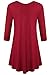 JollieLovin Womens 3/4 Sleeve Loose Fit Swing Tunic Tops Basic T Shirt(1X,Wine Red)