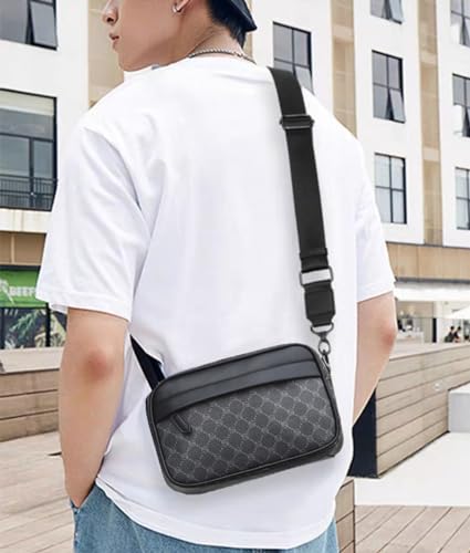 Hjkiopc Men's Shoulder Bags, Multifunctional Shoulder Bag, Vintage Shoulder Bag for Men, Business Bags, Small Waterproof Leisure Backpack, for Work, Travel (Black)