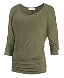 Free to Live Women's 3/4 Sleeve Shirring Top Made in USA