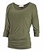 Free to Live Women's 3/4 Sleeve Shirring Top Made in USA