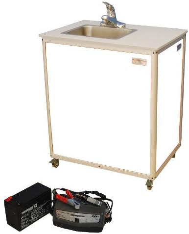Monsam PSE-2006B White Single Basin Battery Powered Sink, 27" Length x 18" Width x 25-3/4" Height
