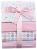 Luvable Friends 4-Pack Flannel Receiving Blankets, Pink,28 x 28