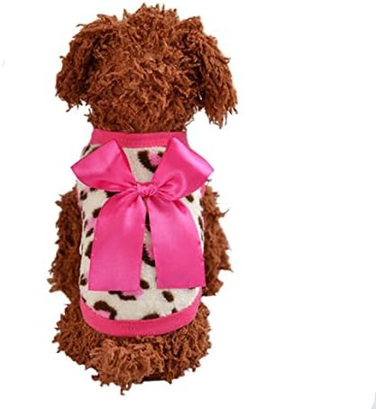Mycandy XXXS Teacup Chihuahua Dog Clothing Sweater Small Puppy Shirt Soft Pet Cat Leopard Bowknot Vest (#8, Pink)