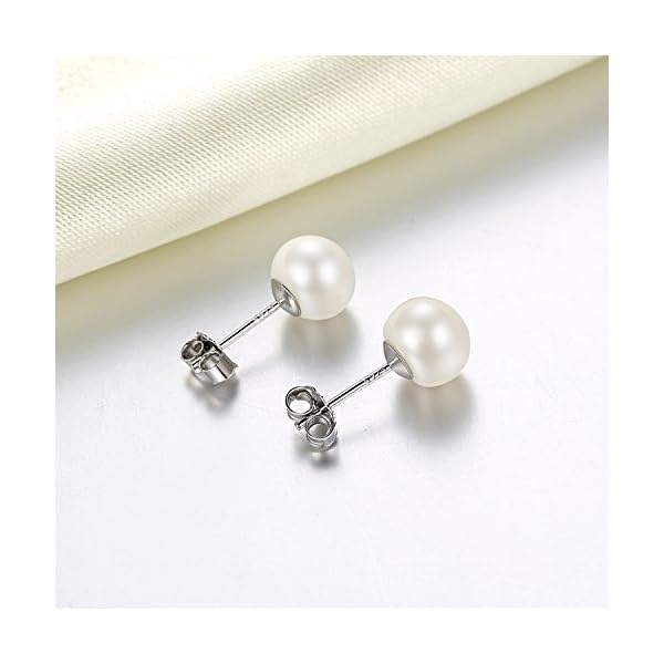 Pearl Earrings for Women 7-9mm Freshwater Cultured Pearl Stud Earrings 925 Sterling Silver - VIKI LYNN - Image 3