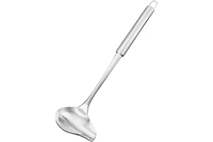 GARVALON Stainless Steel Soup Ladle with Pouring Spout Small Gravy Serving Spoon Easy Grip Polished Handle