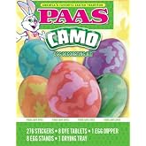 PAAS Camo Egg Decorating Kit &ndash; Easter Egg Dye Kit with 276 Stickers, 8 Food-Safe Dye Tablets, Egg Dipper, Stands &amp; Drying Tray