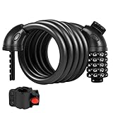Puroma 5-Digit Combination Bike Cable Lock with Mounting Bracket, Resettable Self Coiling Cycling Security Bicycle Locks, 5 Feet x 1/2 inch