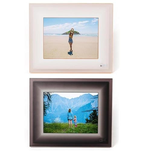 Aura Frames 9.7" High Resolution LED Digital Photo Frames, (1x) Ivory Rosegold & (1x) Black Charcoal