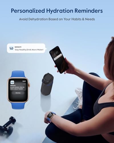 WATERH Boost Smart Water Bottle that Reminds You to Drink, BPA-Free Stainless Steel Vacuum Insulated Bottle, Wide Mouth Water Tracker Bottle with APP, Ideal for Father's Day, Black, 710 ml