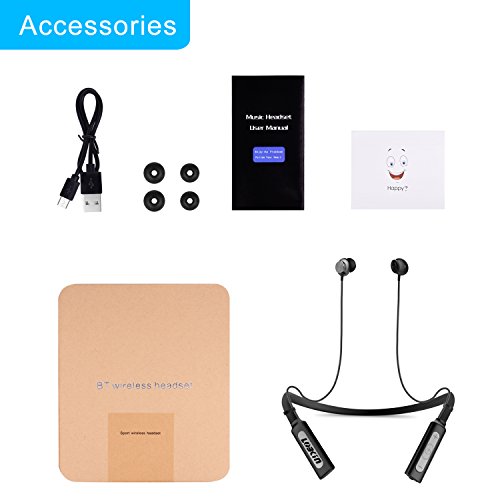 Ecandy Wireless Neckband Bluetooth Headset V4.1 Stereo Earbuds Vibration Sports Handsfree Headphone with Microphone,Magnet Attraction Compatible for Most Bluetooth Devices