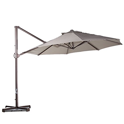 Abba Patio 11 Feet Aluminum Offset Cantilever Umbrella With Cross Base Tan