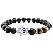 JOVIVI Jewelry 8MM Antique Silver Hamsa Hand Blue Evil Eye Lava Stone Bracelet 7''L(Two Tiger's Eye Ball)
