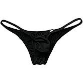 COMLIFE Men's Fashion Ice Silk Breathable Thong Low Waist Solid Color Printed Underwear