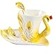 Yosou Home Personalized Unique Custom Design Porcelain Tea Cup and Saucer with Spoon Set Coffee Cup Mug 3D Peacock Theme Romantic Creative Gift -Yellow