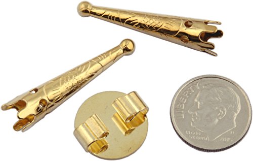 Blank Bolo 16mm Round Slide and Two Tips Gold Tone - 3pcs