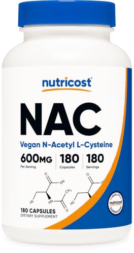 Nutricost N-Acetyl L-Cysteine (NAC) 600mg, 180 Capsules