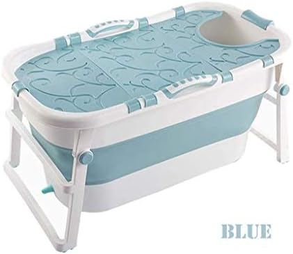 ふた付き折りたたみ浴槽 高い素材 大人のためのポータブル浴槽 子供や赤ちゃんのための水泳 家庭プラスチック断熱浴槽 Spaバスバスケット Ppとtpe素材の滑り止め断熱材 Color Blue