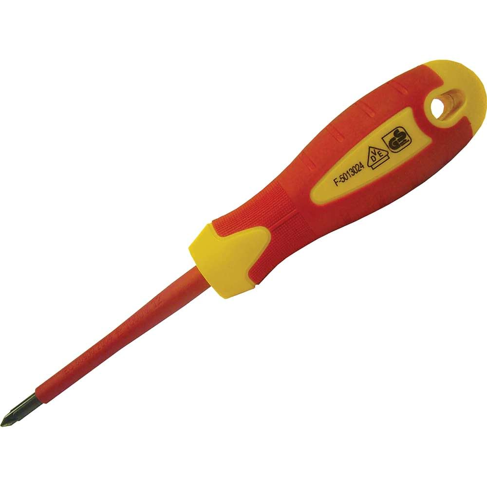 Faithfull PZ1 x 80mm Pozidriv Soft Grip VDE Screwdriver Multi Colour