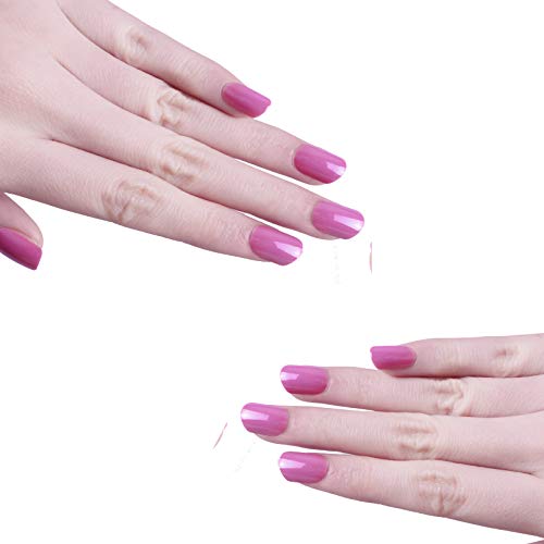 Siusio 96 Pcs Colorful Fake Nails, 4 Pack Lavender Violet Full Cover Square Short UV Coat Artificial Acrylic Nails - Pink Sunset - Thumbnail 2