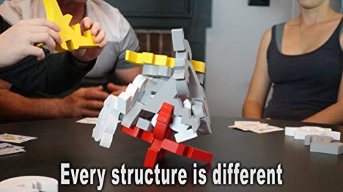 Quaggle Stacking Balance Game - Wood Blocks - Premium Suspend Game - 2 to 12 Players for Kids, Adults, Family - Develop Hand-Eye Coordination - STEM Toy - Exciting Board Game, Party Game - Great Gift