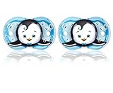RaZbaby Keep-It-Kleen Pacifier, Ethan Penguin, 0-36 Months, 2 Pack