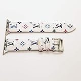 Designer Pattern Inspired Fashion Leather Band Compatible for Apple Watch Series 4 3 2 1 Nike+ Sports (White) 38mm 40mm