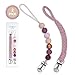 Pacifier Clip for Boys and Girls KAPIHOUSE Silicone Teething Beads BPA Free Baby Binky Holder - Soft Braided Pacifier Holder (2 Pack Dark Pink)