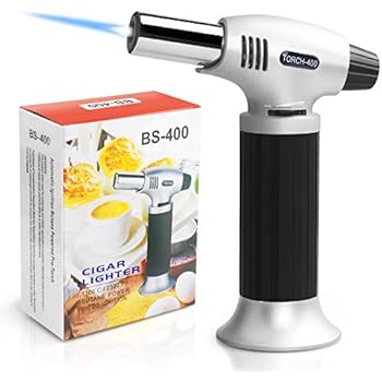 Authenzo Kitchen Butane Torch Lighter (Butane Gas Not Included,Black)
