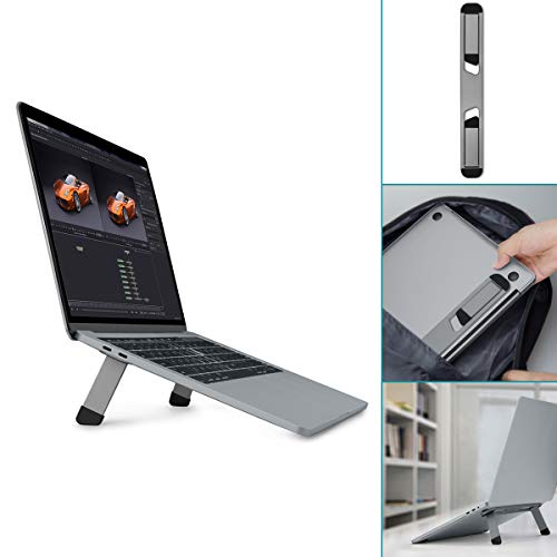 Aluminum Laptop Stand, ZACTEK Invisible Foldable Notebook Stand Compatible with Laptop Computer MacBook Pro Air iPad, Notebook and Tablet, Patented. (Space Grey)