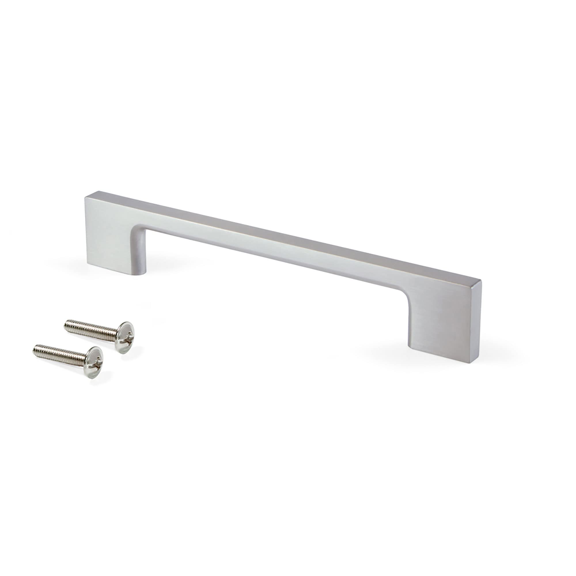 Emuca - Furniture Handle, 160 mm Interaxis (6,2 inch), L192mm (7,5 inch), Zamak, Satin Nickel, 5 pcs.