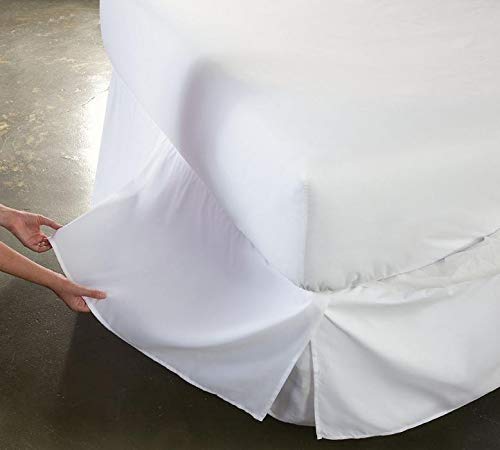 Tailor Solution by Perfect Fit | Bedskirt and Box Spring Protector - Effortless Installation, No Need to Lift Mattress, Patented Design (Queen, White)