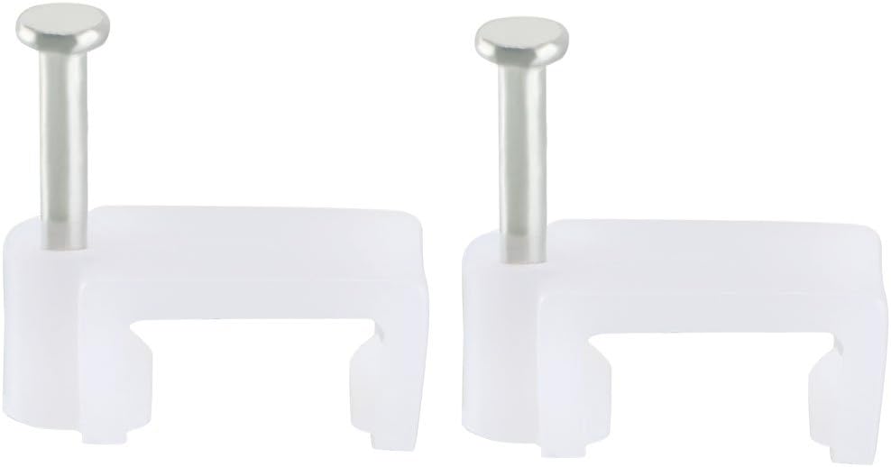 sourcing map Flat Cable Clip Nail Coaxial Tacks Wire Clips 10mm White 200pcs